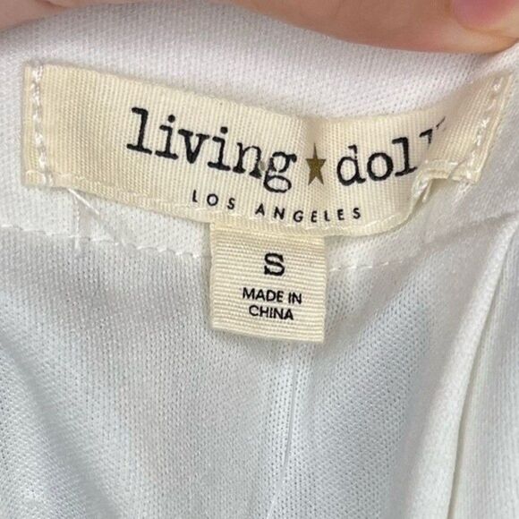 Living Doll Black & Cream Striped Tie Front Mini Skirt Size Small NWT - Picture 6 of 6